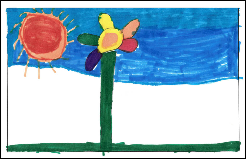 sample of artwork produced for healing patch featuring a multicolored flower in the sunlight