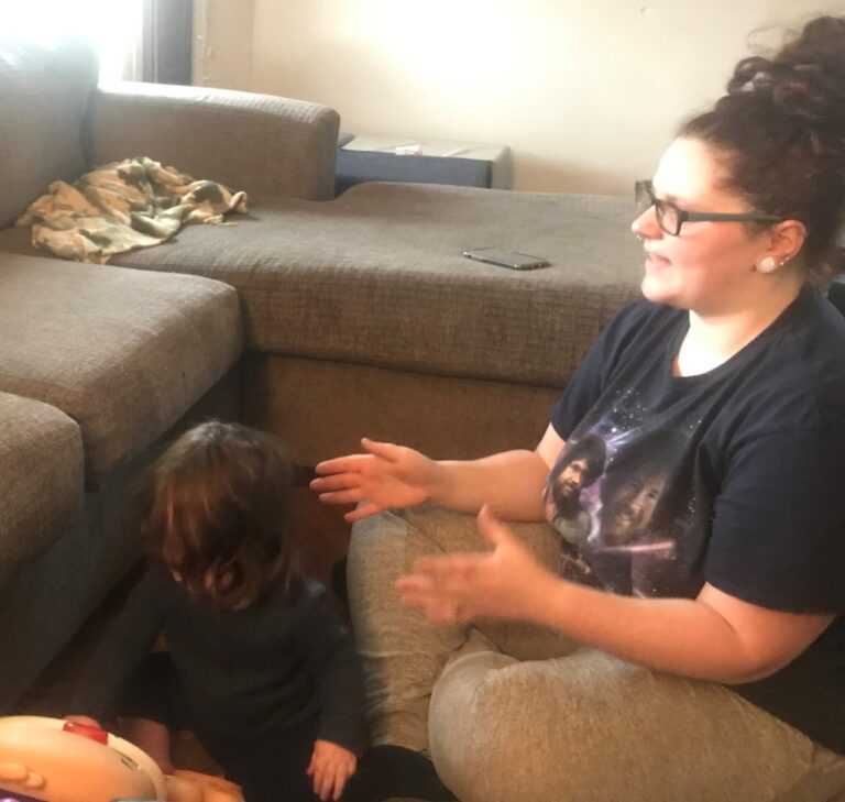 allysha capps and her son patrick at a virtual therapy session