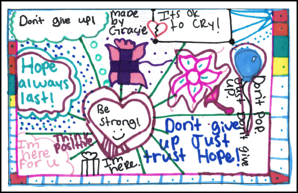 healing patch card featuring hopeful messages and a heart