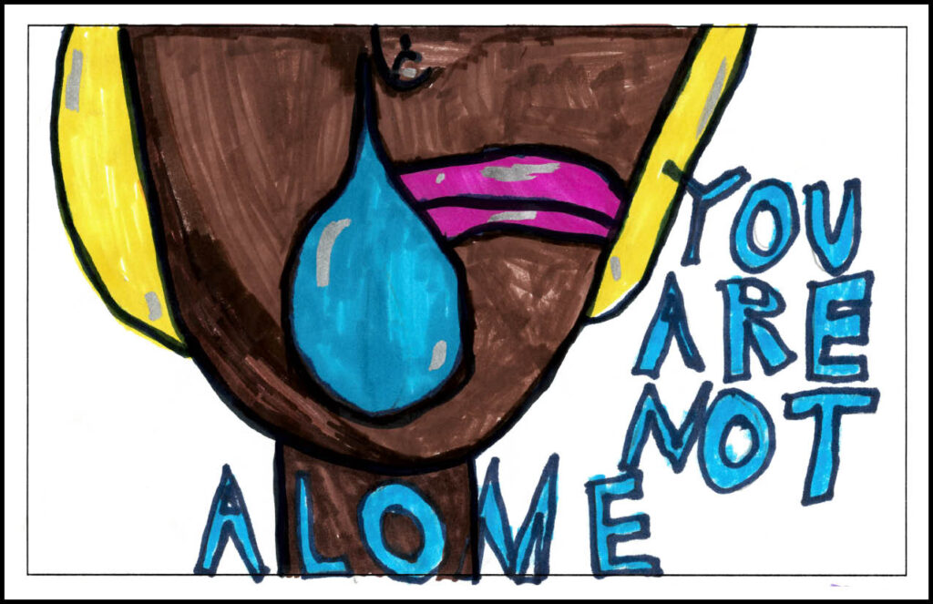 healing patch card featuring a crying face