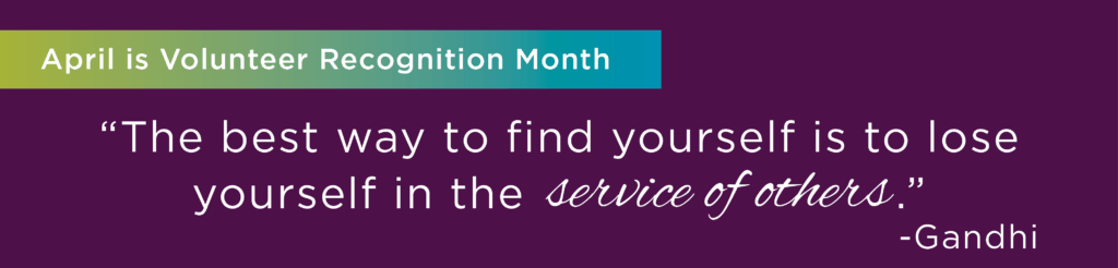 header with a quote for volunteer recognition month 2023
